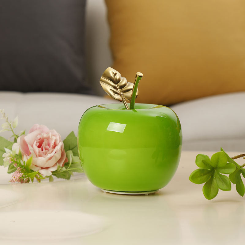 Ceramic Apple Table Lamp with Brass Rod and Metal Base | High & Bury