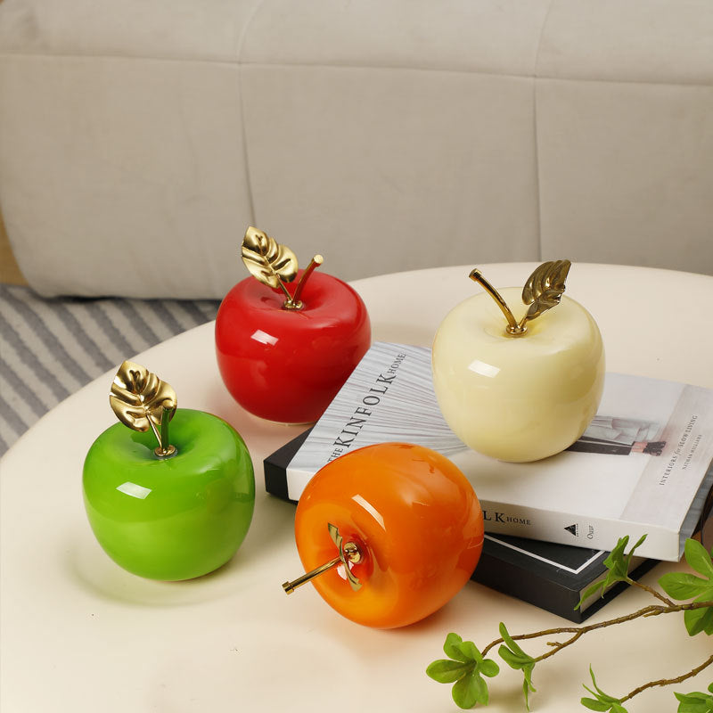 Ceramic Apple Table Lamp with Brass Rod and Metal Base | High & Bury