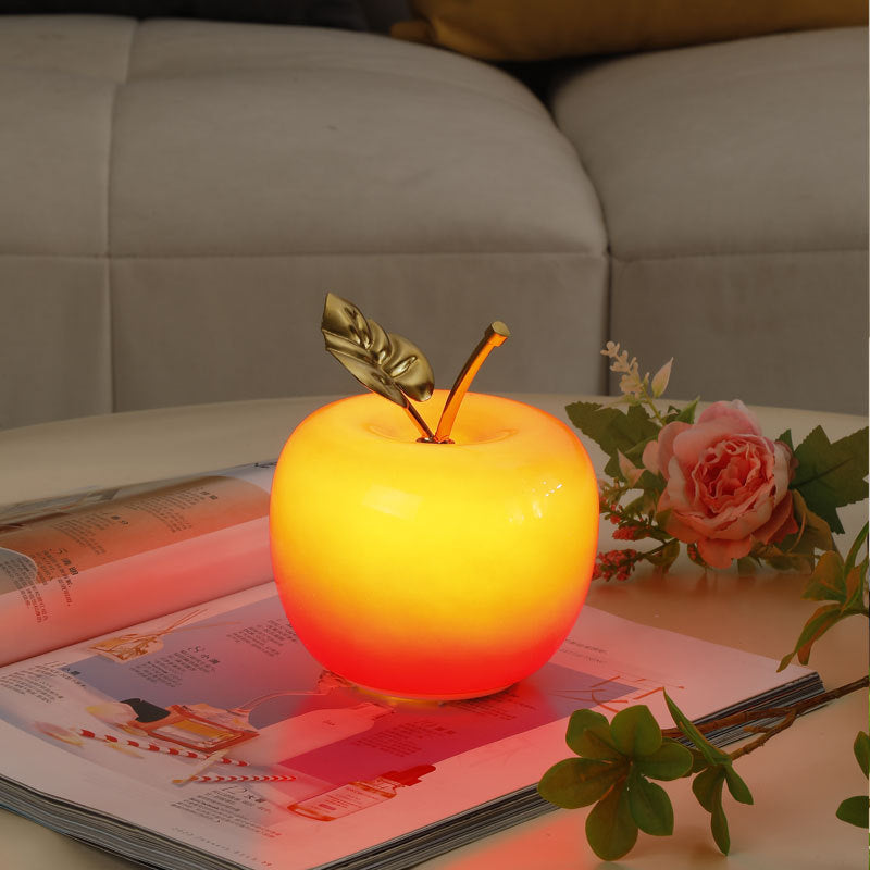 Ceramic Apple Table Lamp with Brass Rod and Metal Base | High & Bury