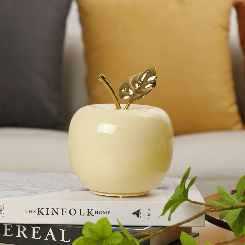 Ceramic Apple Table Lamp with Brass Rod and Metal Base | High & Bury