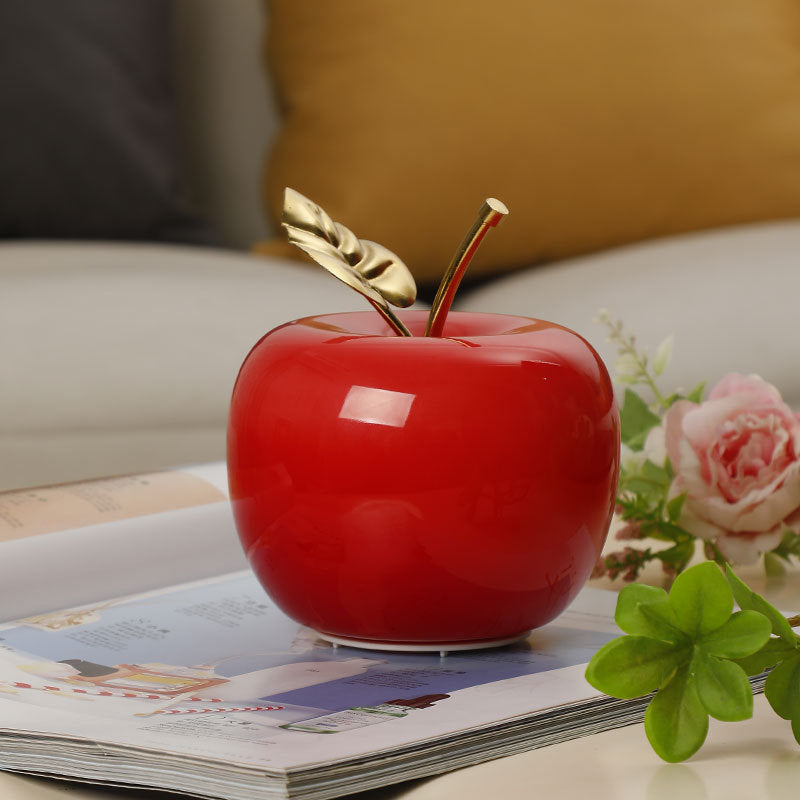 Ceramic Apple Table Lamp with Brass Rod and Metal Base | High & Bury