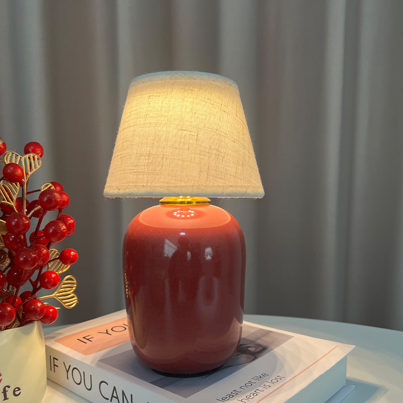 Ceramic Bedside Lamp with Linen Shade | High & Bury