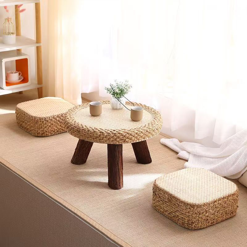 Chair Set Woven Natural Fiber Wood | High & Bury