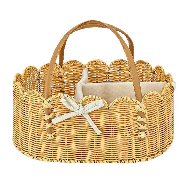 Charming Storage Basket with Leather Handles | High & Bury
