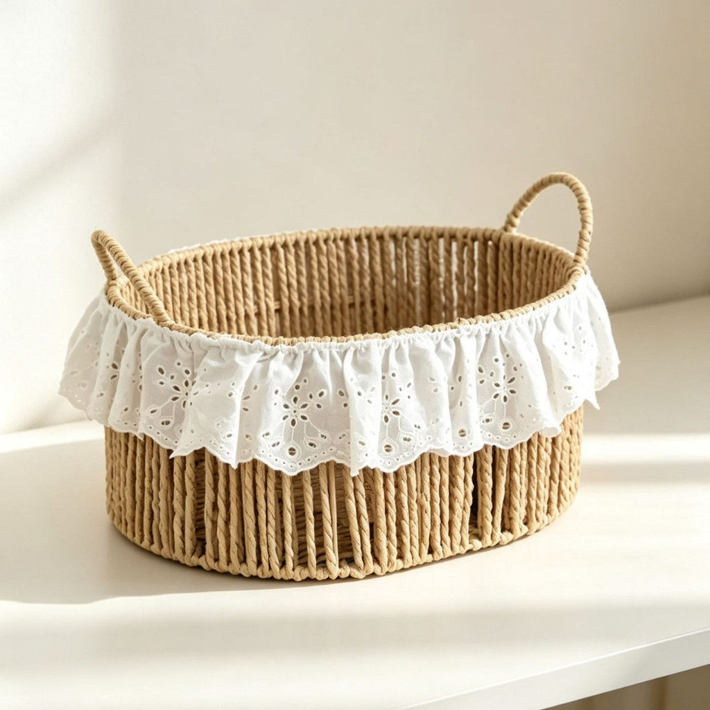 Charming Storage Basket with Ruffle Detail | High & Bury