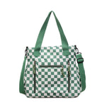 Checkered Tote Bag with Zipped Outer Pocket for Everyday Use, view 8