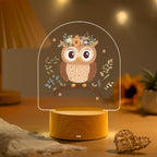 Child LED Acrylic Night Light with Cute Pony Illustration and Wooden Base | High & Bury