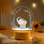 Child LED Acrylic Night Light with Cute Pony Illustration and Wooden Base | High & Bury