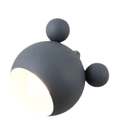 Children's Decorative Wall Lamp with Wooden Background and Bear Ears | High & Bury
