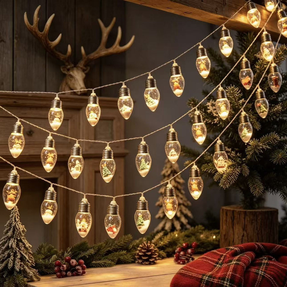 Christmas Snow Globe LED Lamp String Lights | High & Bury