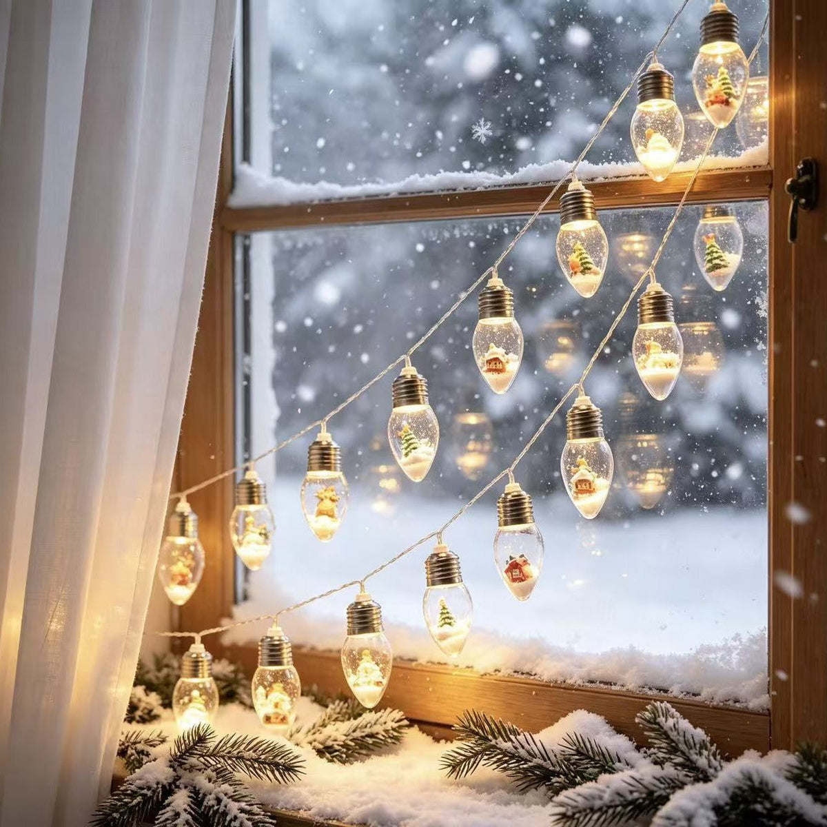 Christmas Snow Globe LED Lamp String Lights | High & Bury