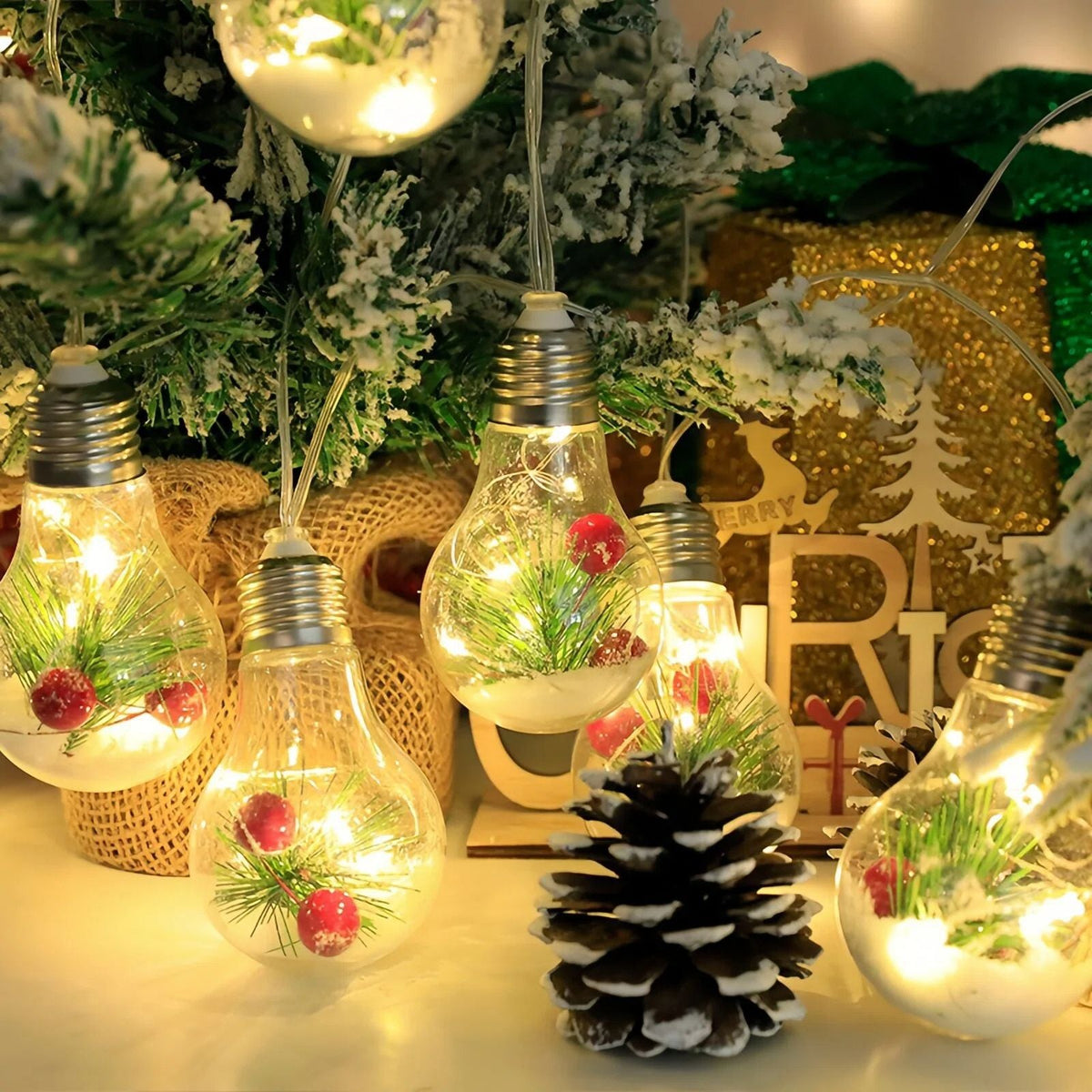 Christmas Snow Globe LED Lamp String Lights | High & Bury