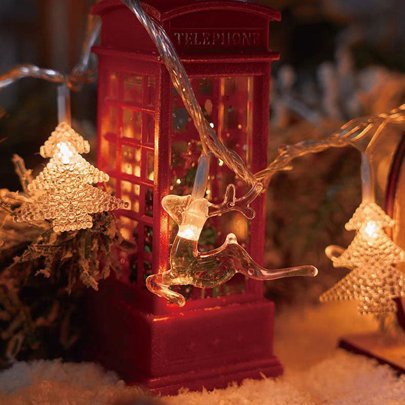 Christmas Tree and Snowflake LED Lights String Battery-Operated Acrylic Ornament Garland | High & Bury
