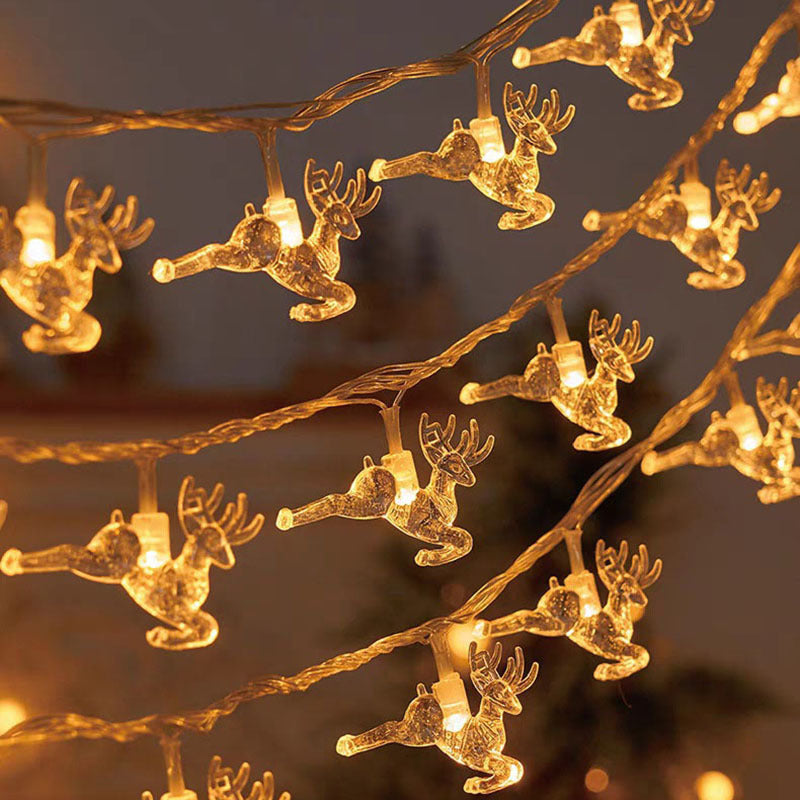 Christmas Tree and Snowflake LED Lights String Battery-Operated Acrylic Ornament Garland | High & Bury