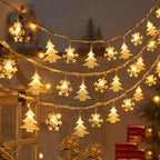Christmas Tree and Snowflake LED Lights String Battery-Operated Acrylic Ornament Garland | High & Bury