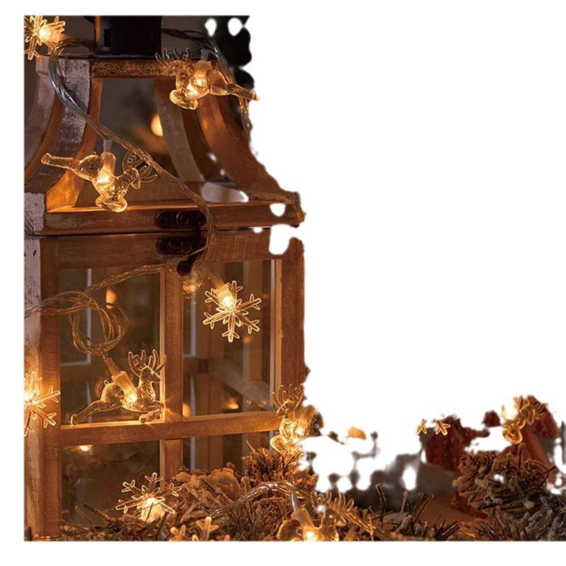 Christmas Tree and Snowflake LED Lights String Battery-Operated Acrylic Ornament Garland | High & Bury