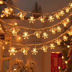 Christmas Tree and Snowflake LED Lights String Battery-Operated Acrylic Ornament Garland | High & Bury