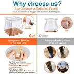 Clear Silicone Chair Leg Caps with Integrated 3 mm Felt Pads, 16 Pack, view 2