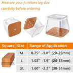 Clear Silicone Chair Leg Caps with Integrated 3 mm Felt Pads, 16 Pack, view 3