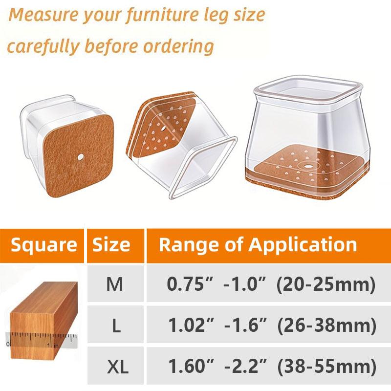 Clear Silicone Chair Leg Caps with Integrated 3 mm Felt Pads, 16 Pack, view 3