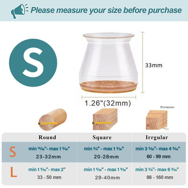 Clear Silicone Chair Leg Caps with Integrated 3 mm Felt Pads, 16 Pack, view 8