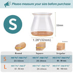 Clear Silicone Chair Leg Caps with Integrated 3 mm Felt Pads, 16 Pack