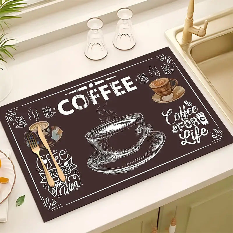 Coffee-Themed Kitchen Anti-Fatigue Mat | High & Bury