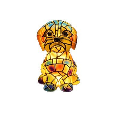 Colored Glass Mosaic Puppy Nightstand Lamp | High & Bury