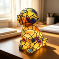 Colored Glass Mosaic Puppy Nightstand Lamp | High & Bury
