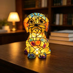 Colored Glass Mosaic Puppy Nightstand Lamp | High & Bury
