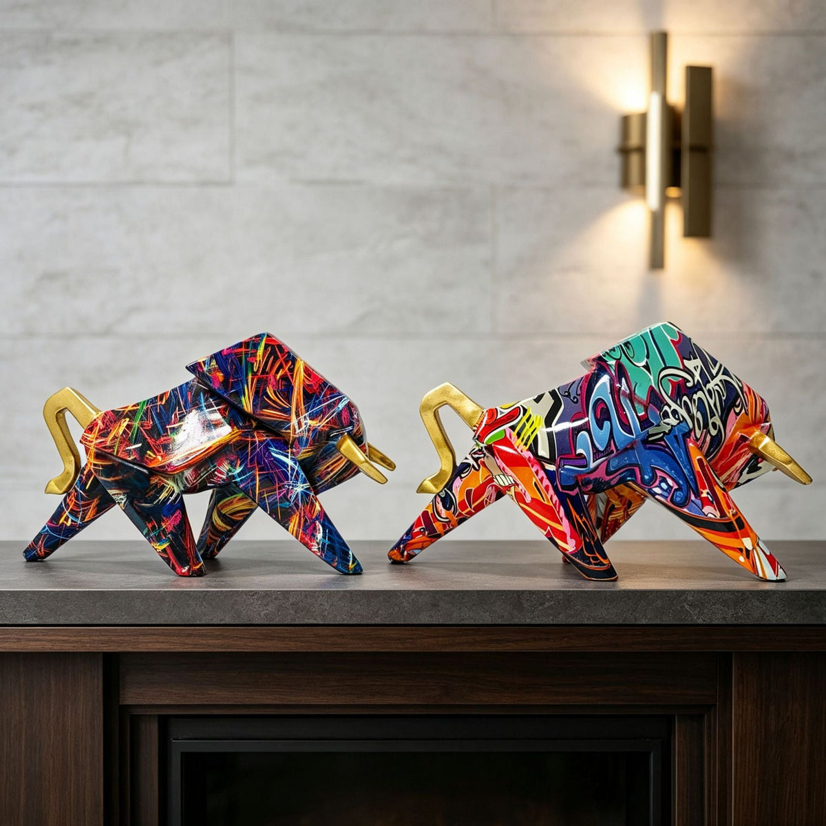 Colorful Lion Figure made of High-Quality Resin | High & Bury