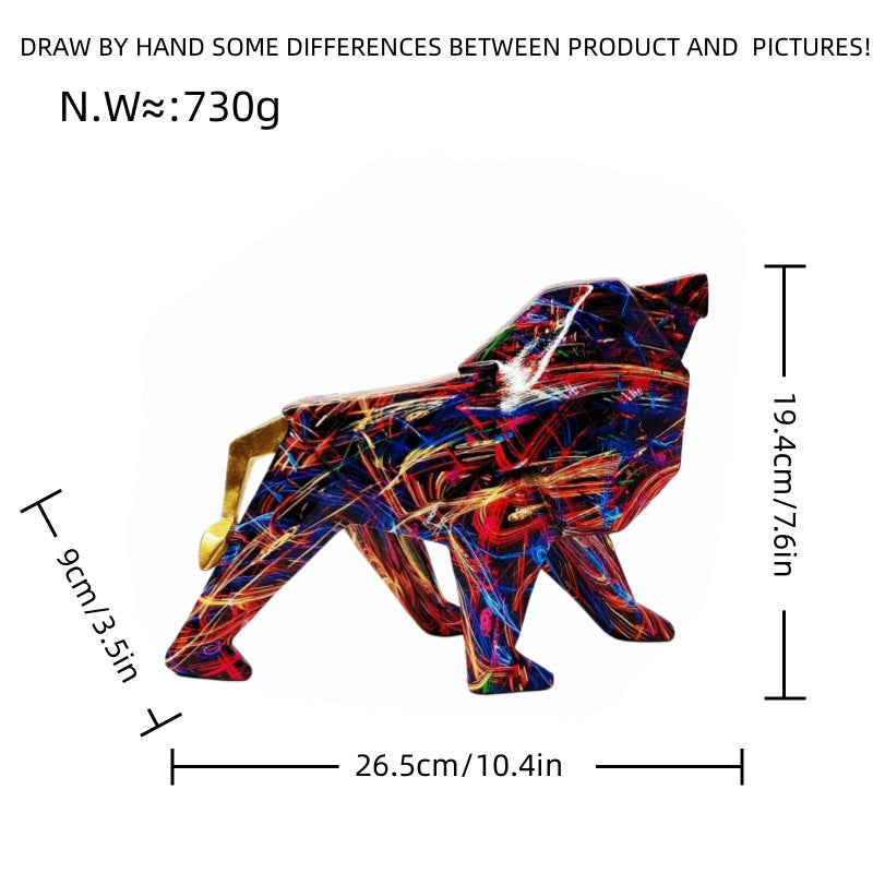 Colorful Lion Figure made of High-Quality Resin | High & Bury