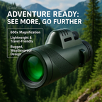 Compact Monocular with Smartphone Attachment for Hiking and Birdwatching, view 11