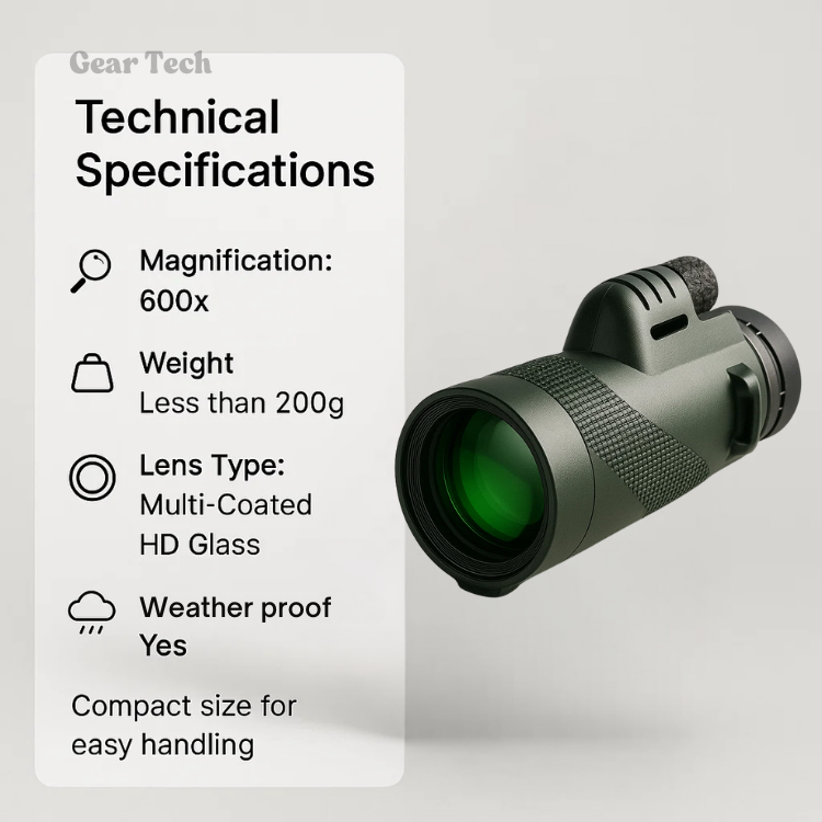 Compact Monocular with Smartphone Attachment for Hiking and Birdwatching, view 2