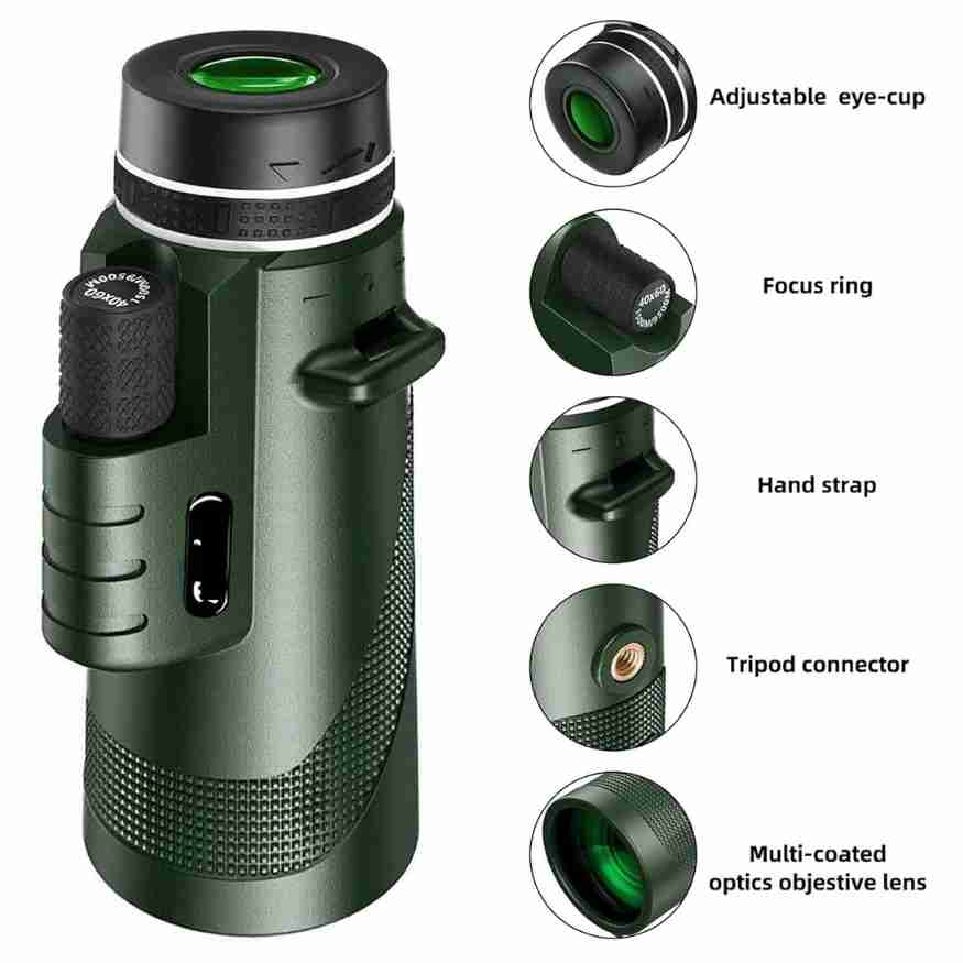 Compact Monocular with Smartphone Attachment for Hiking and Birdwatching, view 7