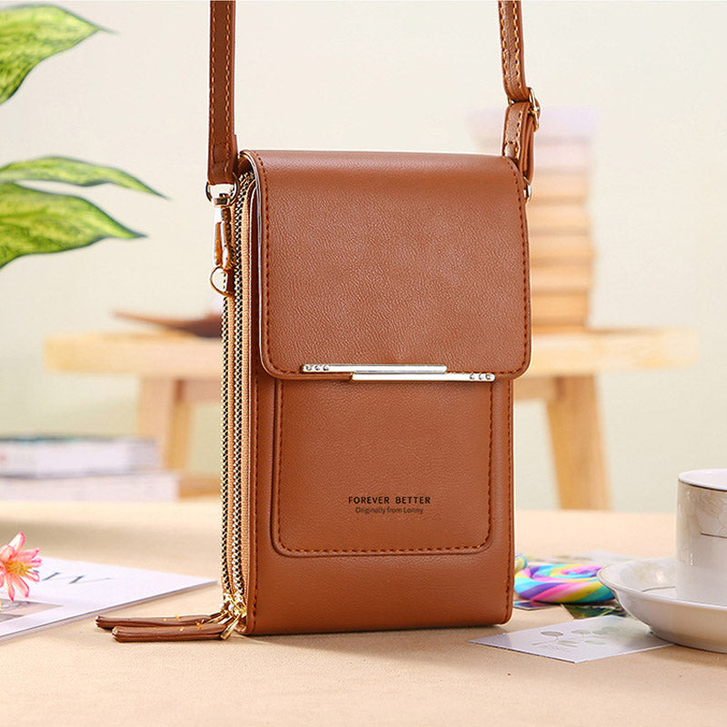 Compact PU Leather Crossbody Bag with Phone Compartment, 19*5*11 CM, view 12