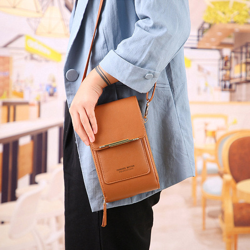 Compact PU Leather Crossbody Bag with Phone Compartment, 19*5*11 CM, view 2