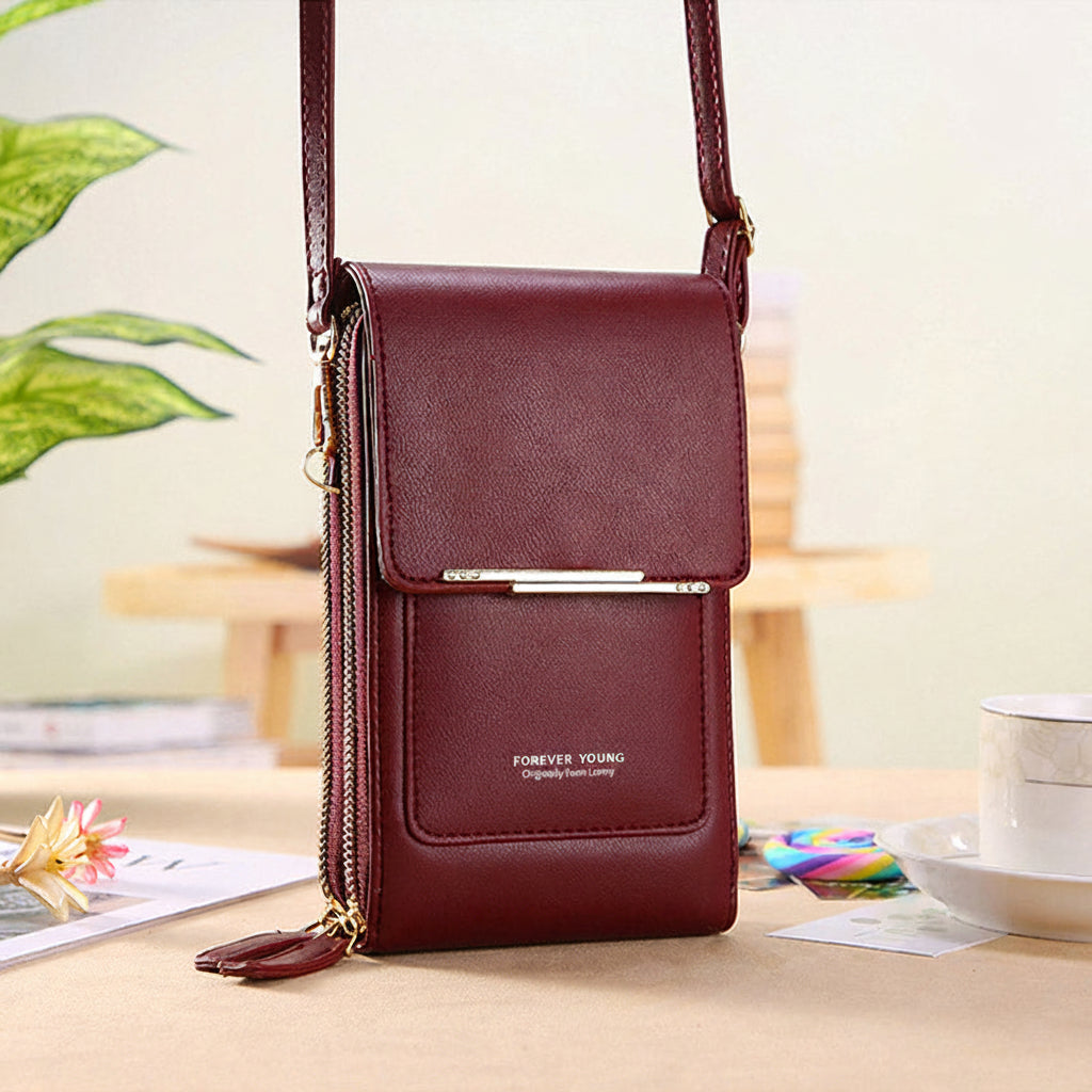 Compact PU Leather Crossbody Bag with Phone Compartment, 19*5*11 CM, view 6