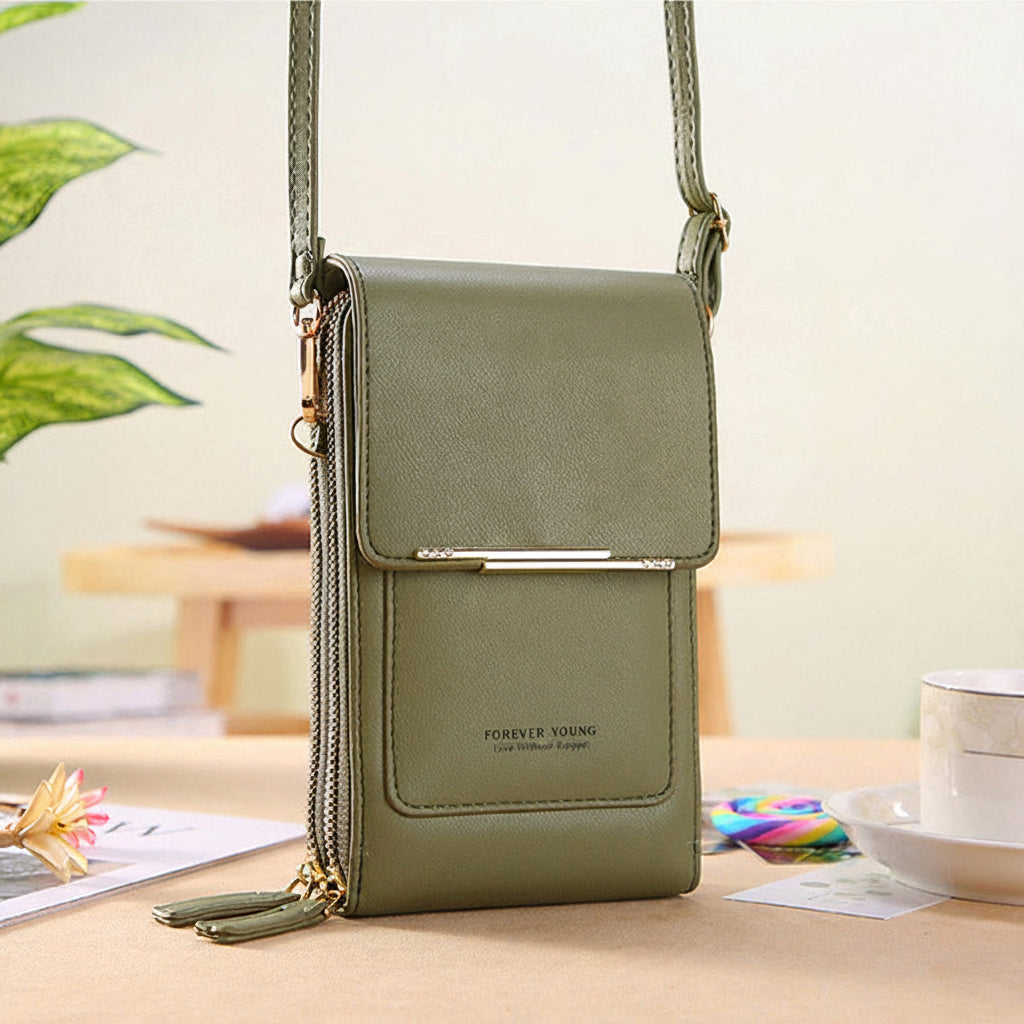 Compact PU Leather Crossbody Bag with Phone Compartment, 19*5*11 CM, view 7