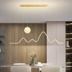 Contemporary Wave LED Pendant Light with Moon Globe Accent | High & Bury