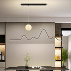 Contemporary Wave LED Pendant Light with Moon Globe Accent | High & Bury