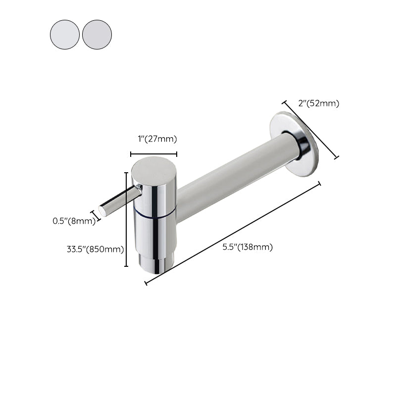 Copper Wall-Mounted Bathroom Tap, Single Hole, Low Arc Lever Handle, view 17