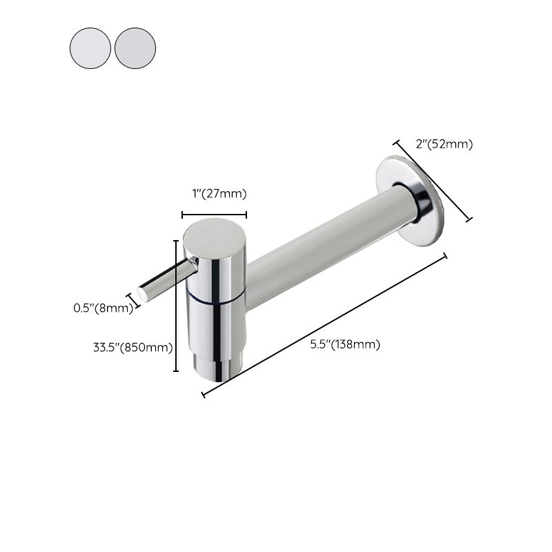 Copper Wall-Mounted Bathroom Tap, Single Hole, Low Arc Lever Handle, view 26