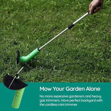 Cordless Battery-Powered Mini Weed Trimmer with Extension Pole, view 4