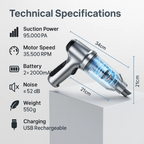 Cordless Handheld Car Vacuum Cleaner with Blower and 6 Attachments, view 5