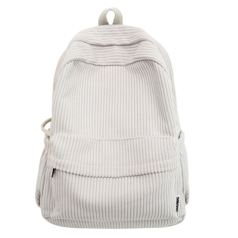 Corduroy Textured School Backpack with Adjustable Padded Straps, view 2
