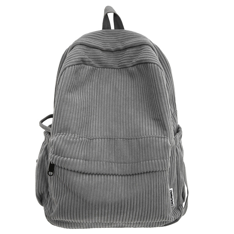 Corduroy Textured School Backpack with Adjustable Padded Straps, view 3