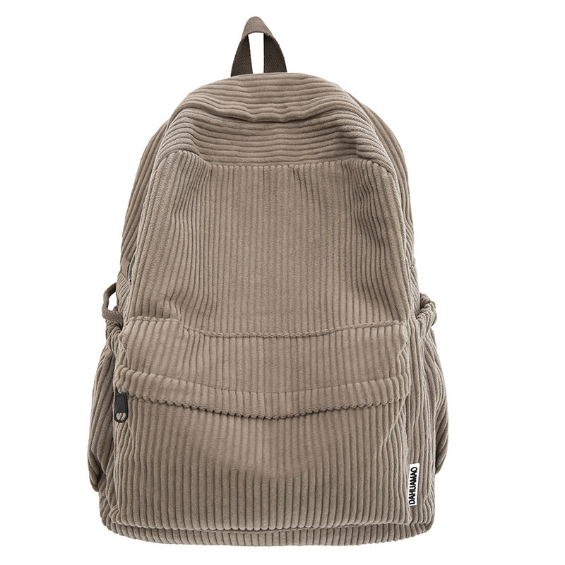 Corduroy Textured School Backpack with Adjustable Padded Straps, view 5