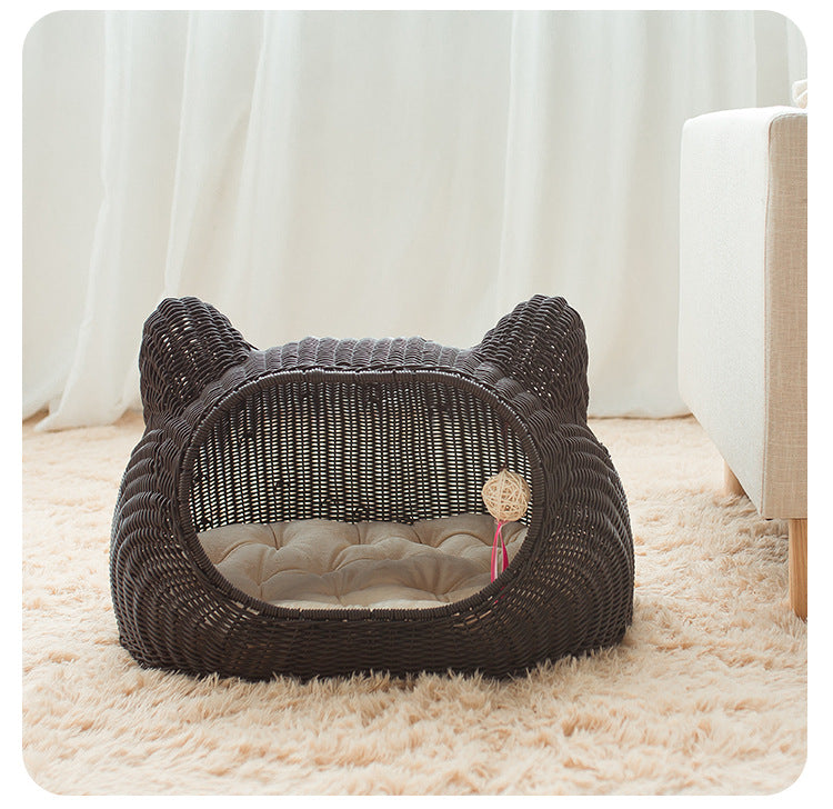 Cozy Cat Basket with Ear Design | High & Bury