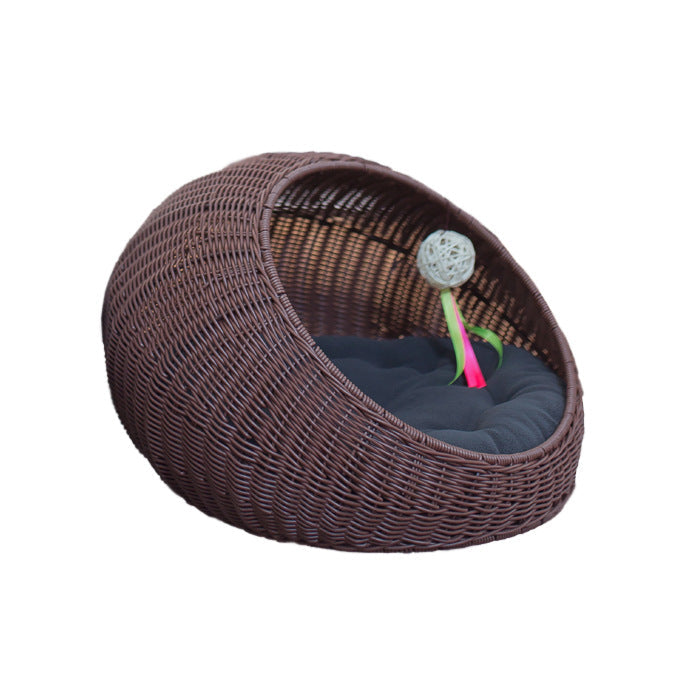 Cozy Cat Bed made of Woven Natural Material | High & Bury